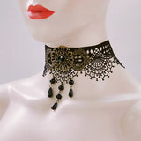 Gothic Punk Lace Retro Pearl Necklace Lady Necklace