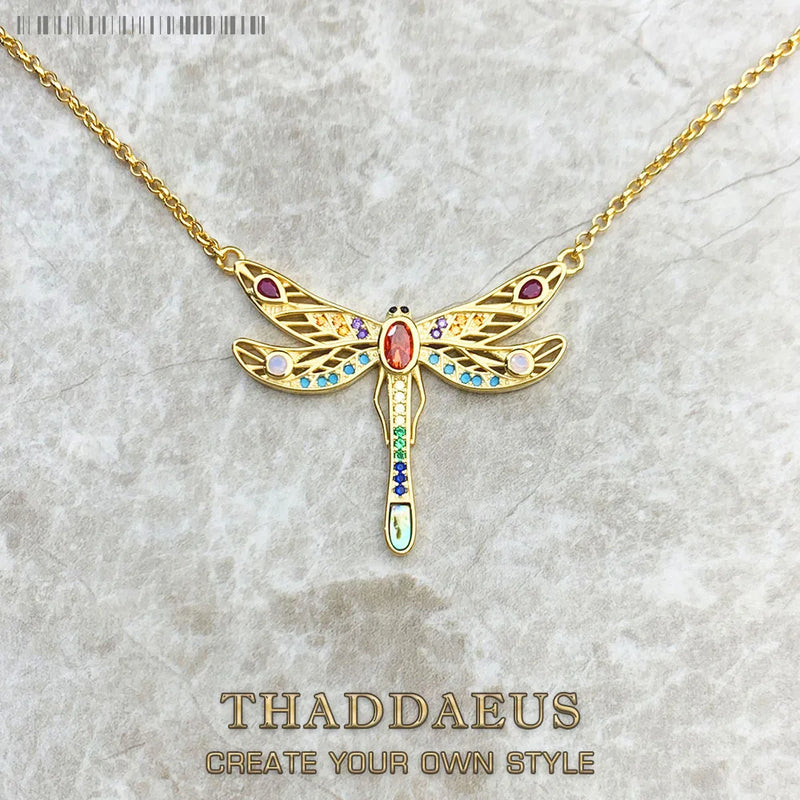 Dragonfly Link Chain Necklace 925 Sterling Silver Bohemia Gift