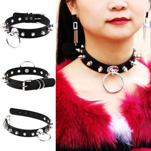 Gothic Leather Necklace Rivet Nail Shackles SM Punk