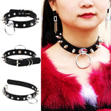 Gothic Leather Necklace Rivet Nail Shackles SM Punk