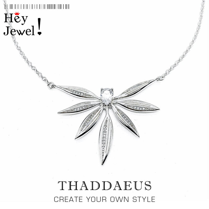 Leaves Necklace Large Spring Jewelry 925 Sterling Silver Gift