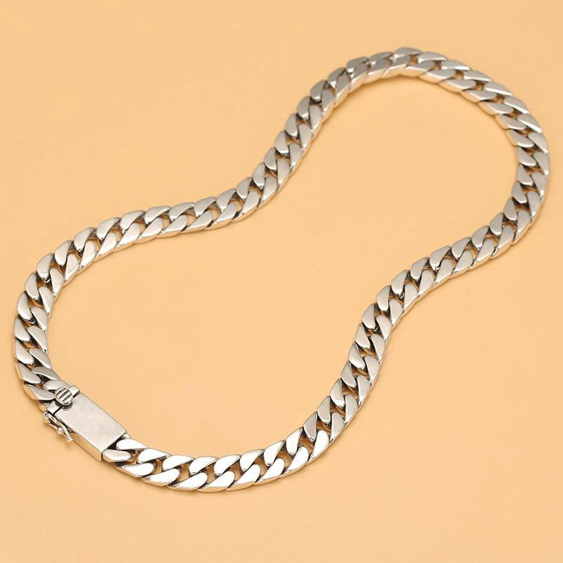 Men's Hip-hop Cuban Chain Necklace Silver Clavicle Chain