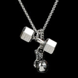 Men's Dumbbell Barbell Boxing Gloves Pendant Stainless Steel Sports Necklace