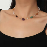 Natural Stone Pearl Pendant Necklace for Women