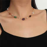 Natural Stone Pearl Pendant Necklace for Women
