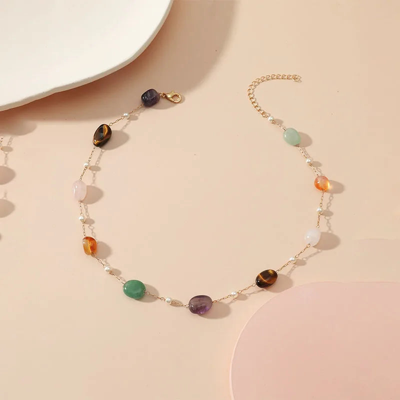 Natural Stone Pearl Pendant Necklace for Women