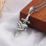 925 Silver Real Love Cross Sword Necklace Pendant for Women Men