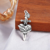 925 Silver Real Love Cross Sword Necklace Pendant for Women Men