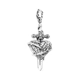 925 Silver Real Love Cross Sword Necklace Pendant for Women Men