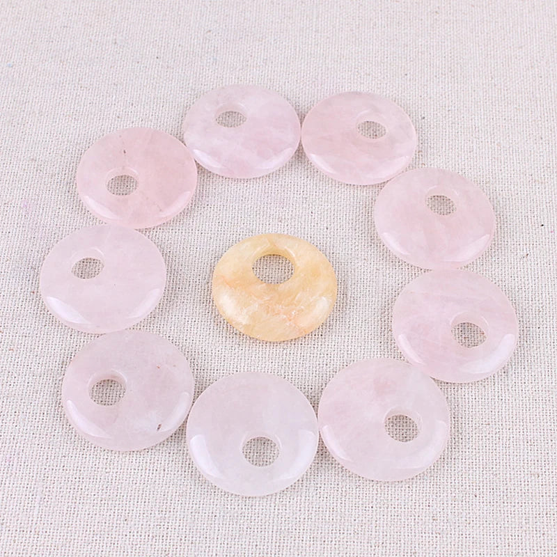 Natural Crystal Necklace Pendant DIY Material 30mm Stone Fittings 6pcs