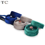 Velvet Necklace Pendant Display Box with Silk Ribbon Holder