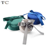 Velvet Necklace Pendant Display Box with Silk Ribbon Holder