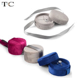 Velvet Necklace Pendant Display Box with Silk Ribbon Holder
