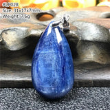Kyanite Crystal Pendant Cat Eye Effect Silver Water Drop Stone