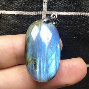 Labradorite Pendant Necklace Healing Crystal Silver Moonstone Beads