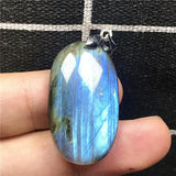 Labradorite Pendant Necklace Healing Crystal Silver Moonstone Beads
