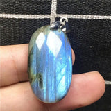 Labradorite Pendant Necklace Healing Crystal Silver Moonstone Beads