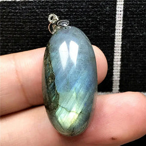 Labradorite Pendant Necklace Crystal Stone Silver Lady Man Jewelry