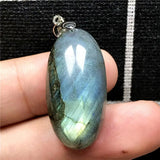 Labradorite Pendant Necklace Crystal Stone Silver Lady Man Jewelry