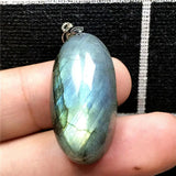 Labradorite Pendant Necklace Crystal Stone Silver Lady Man Jewelry