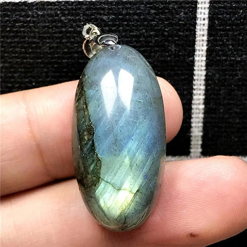 Labradorite Pendant Necklace Crystal Stone Silver Lady Man Jewelry