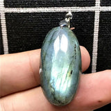 Labradorite Pendant Natural Light Crystal Silver Moonstone Beads Stone AAAAA