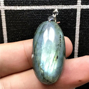 Labradorite Pendant Natural Light Crystal Silver Moonstone Beads Stone AAAAA