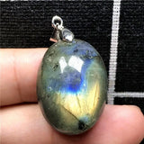 Labradorite Pendant Necklace Natural Yellow Moonstone Jewelry Crystal 29x15x11mm