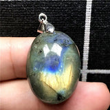 Labradorite Pendant Necklace Natural Yellow Moonstone Jewelry Crystal 29x15x11mm