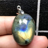 Labradorite Pendant Necklace Natural Yellow Moonstone Jewelry Crystal 29x15x11mm