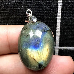 Labradorite Pendant Necklace Natural Yellow Moonstone Jewelry Crystal 29x15x11mm