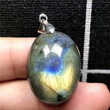 Labradorite Pendant Necklace Natural Yellow Moonstone Jewelry Crystal 29x15x11mm