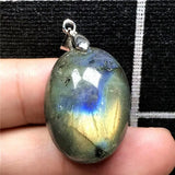 Labradorite Pendant Necklace Natural Yellow Moonstone Jewelry Crystal 29x15x11mm