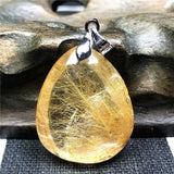 Rutilated Quartz Pendant Natural Crystal Jewelry Silver Stone AAAAA