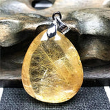 Rutilated Quartz Pendant Natural Crystal Jewelry Silver Stone AAAAA