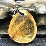 Rutilated Quartz Pendant Natural Crystal Jewelry Silver Stone AAAAA