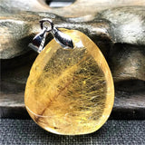 Rutilated Quartz Pendant Natural Crystal Jewelry Silver Stone AAAAA