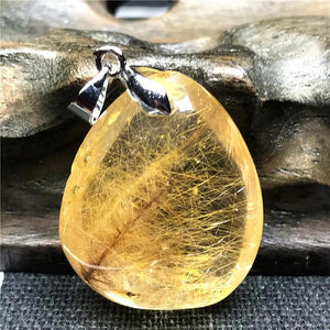 Rutilated Quartz Pendant Natural Crystal Jewelry Silver Stone AAAAA