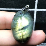 Labradorite Pendant Necklace Yellow Light Crystal 26x18x13mm