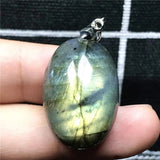Labradorite Pendant Necklace Yellow Light Crystal 26x18x13mm