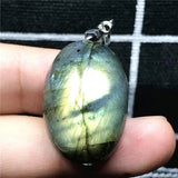 Labradorite Pendant Necklace Yellow Light Crystal 26x18x13mm