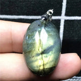 Labradorite Pendant Necklace Yellow Light Crystal 26x18x13mm