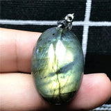 Labradorite Pendant Necklace Yellow Light Crystal 26x18x13mm