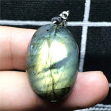 Labradorite Pendant Necklace Yellow Light Crystal 26x18x13mm