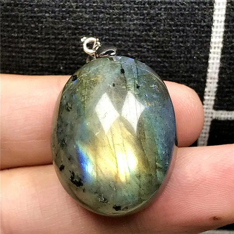 Labradorite Pendant Necklace Crystal Moonstone Silver Jewelry 26x21x12mm