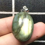 Labradorite Pendant Necklace Yellow Light Crystal Silver Moonstone Gemstone