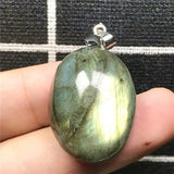 Labradorite Pendant Necklace Yellow Light Crystal Silver Moonstone Gemstone