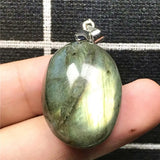 Labradorite Pendant Necklace Yellow Light Crystal Silver Moonstone Gemstone