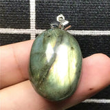 Labradorite Pendant Necklace Yellow Light Crystal Silver Moonstone Gemstone