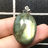 Labradorite Pendant Necklace Yellow Light Crystal Silver Moonstone Gemstone